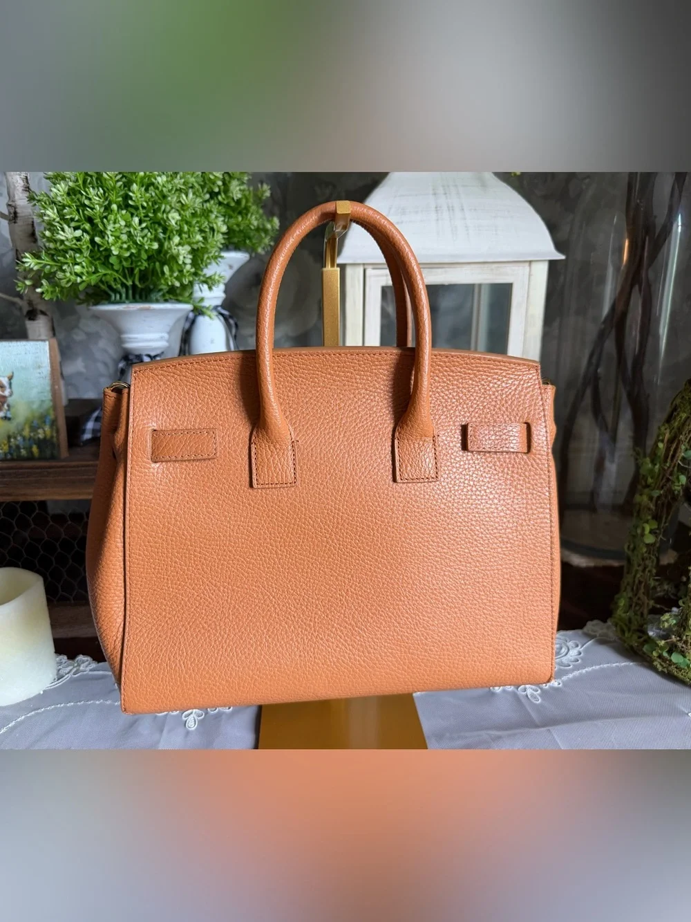 NWOT Teddy Blake Gigi Stampato Camel Leather Top-Handle 11” Satchel